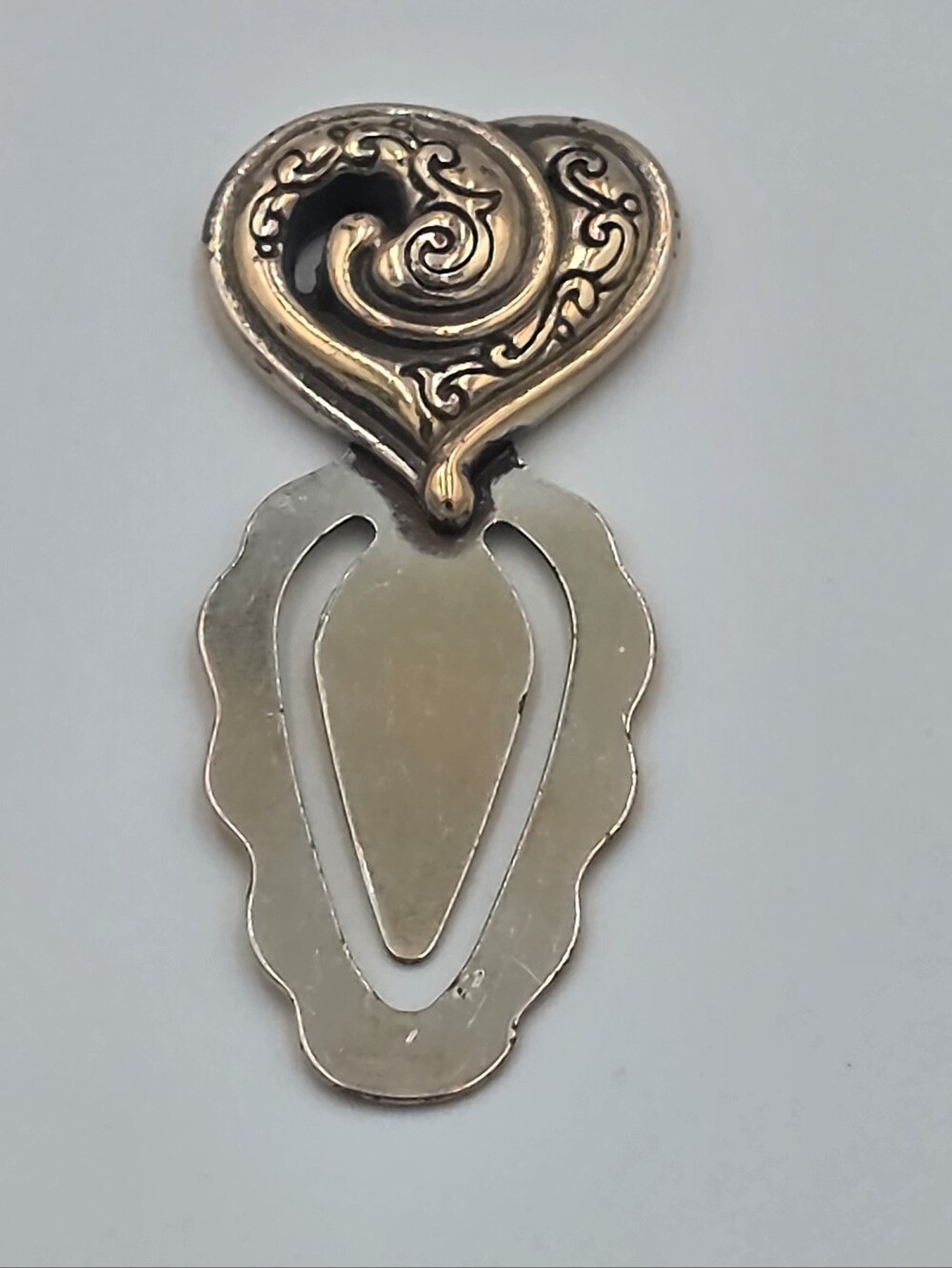 Brighton Vintage‎ Heart Filigree Money Clip Bookmark Gold Silver Scrollwork